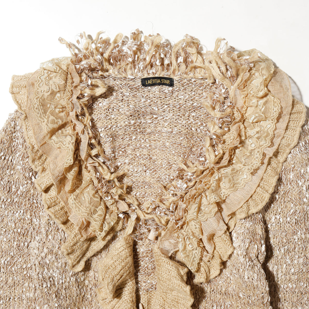 vintage ruffle dress knit cardigan