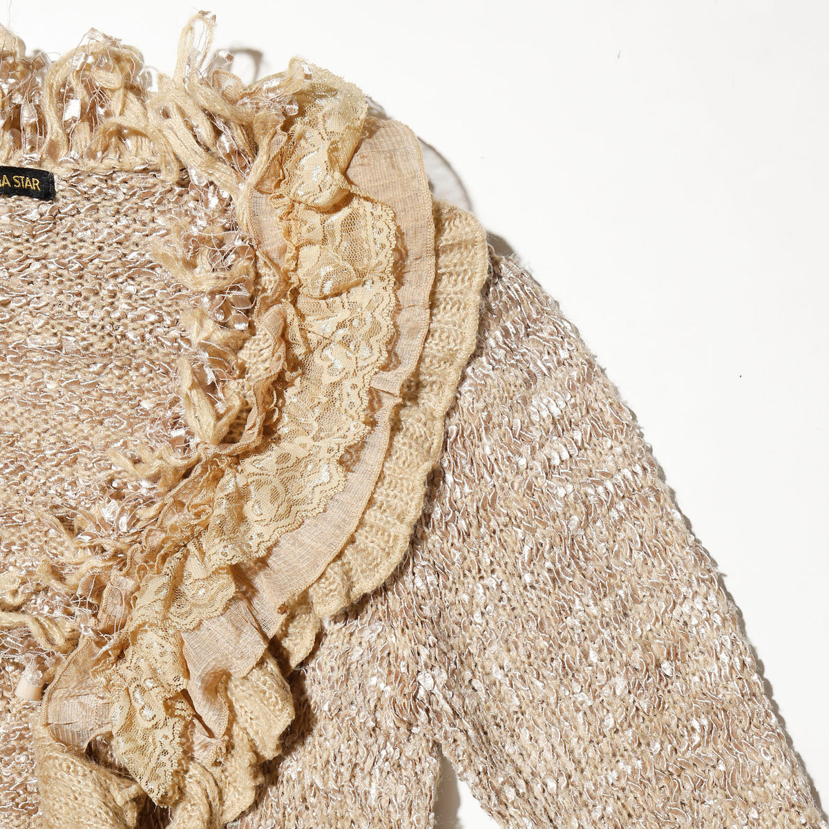 vintage ruffle dress knit cardigan