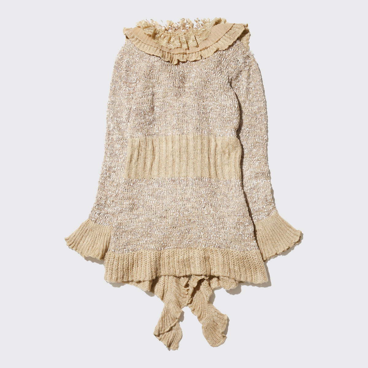vintage ruffle dress knit cardigan