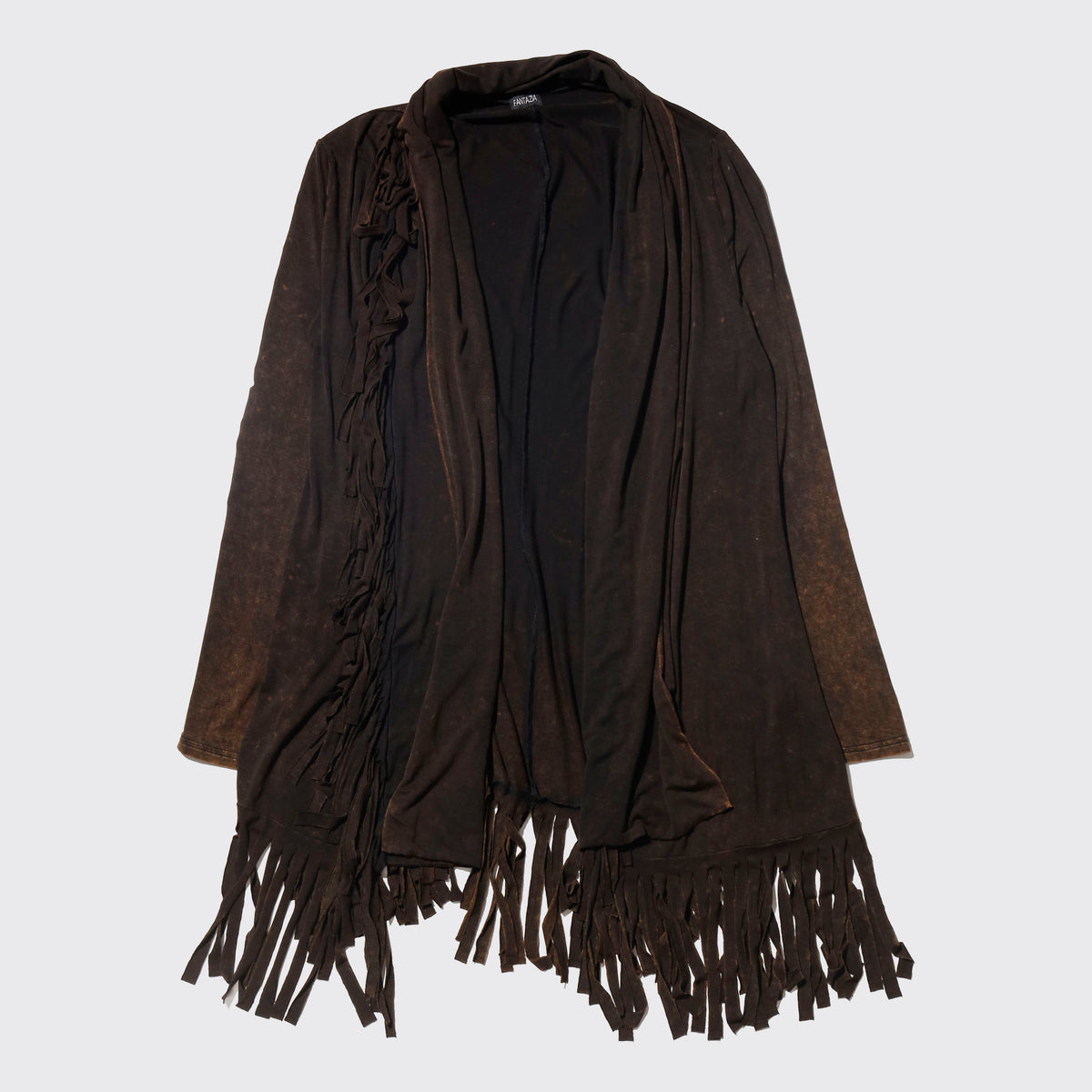 vintage distressed fringe drape robe