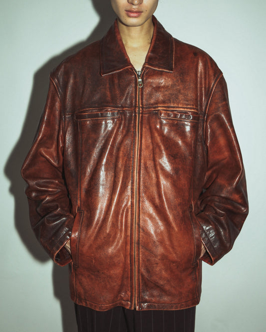 vintage faded leather jacket