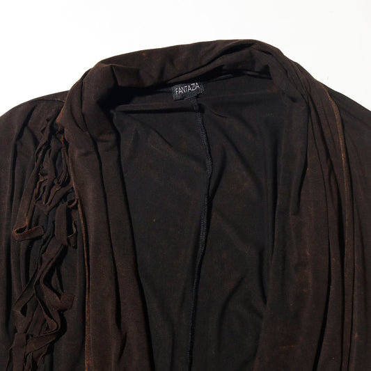 vintage distressed fringe drape robe