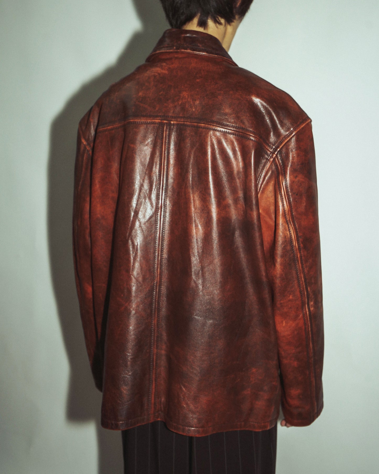 vintage faded leather jacket