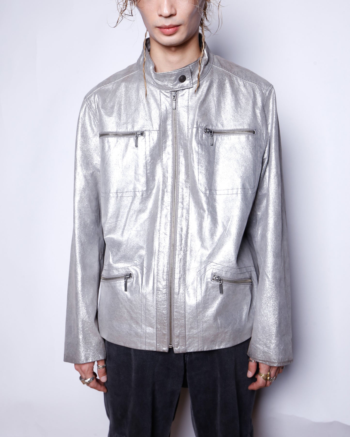 vintage sliver single leather jacket