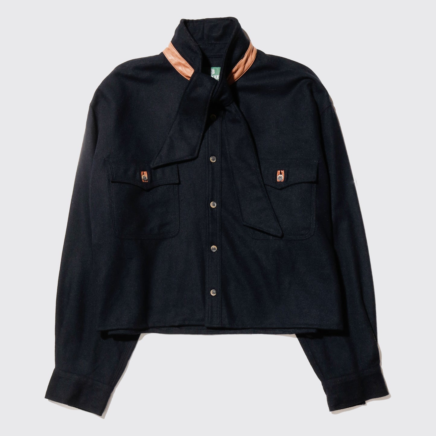 *one-off cropped bowtie wool shirt