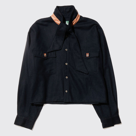*one-off cropped bowtie wool shirt
