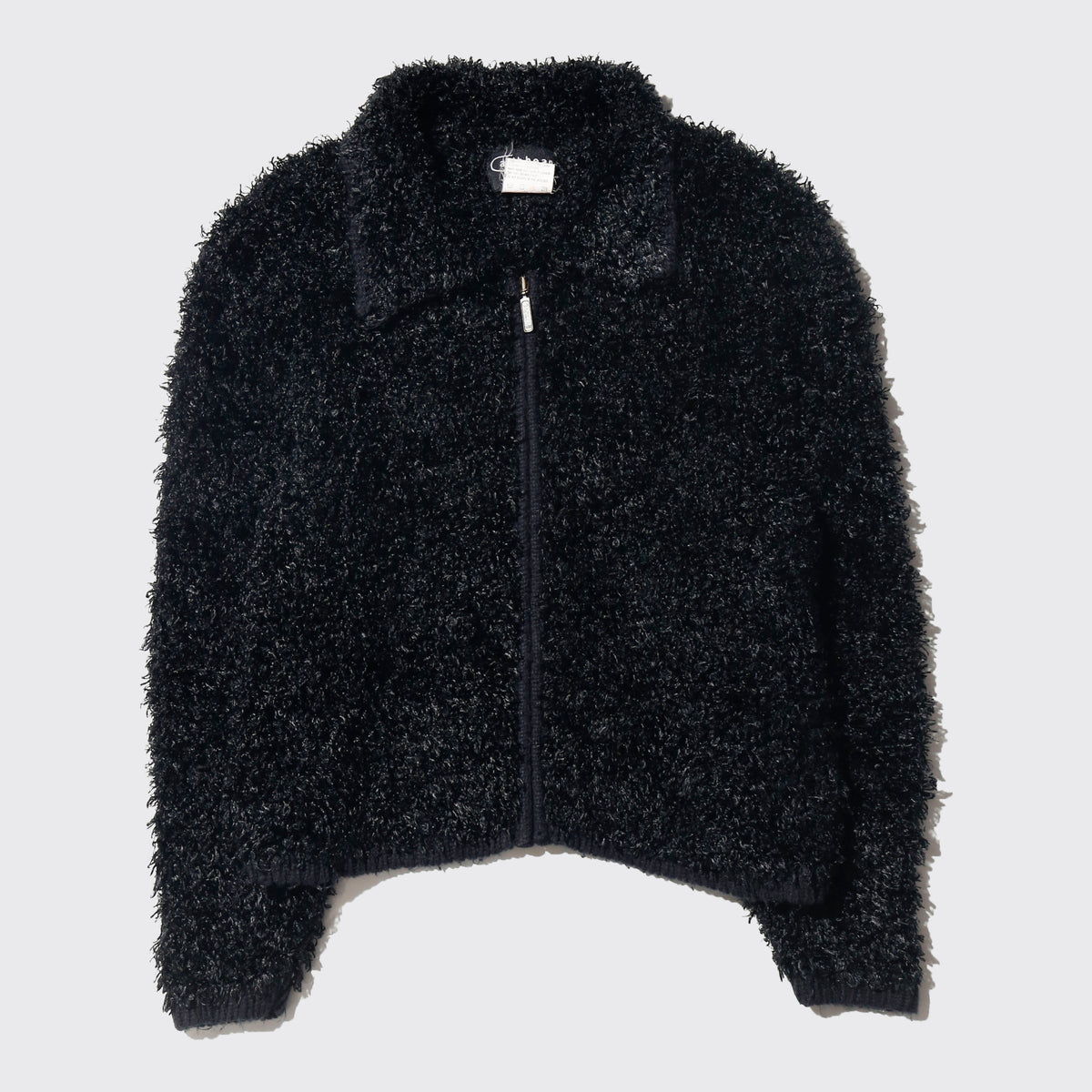 vintage cropped fuzzy knit jacket