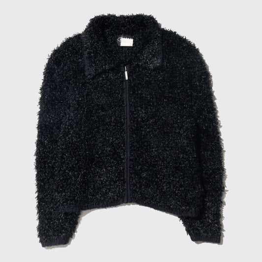 vintage cropped fuzzy knit jacket