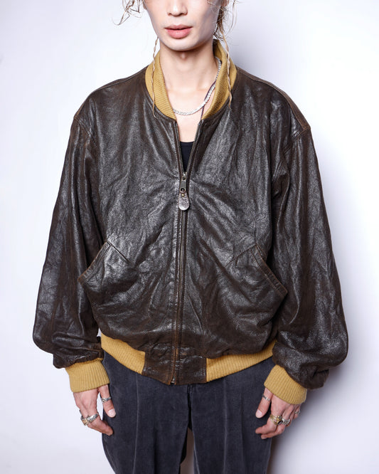 vintage leather bomber jacket