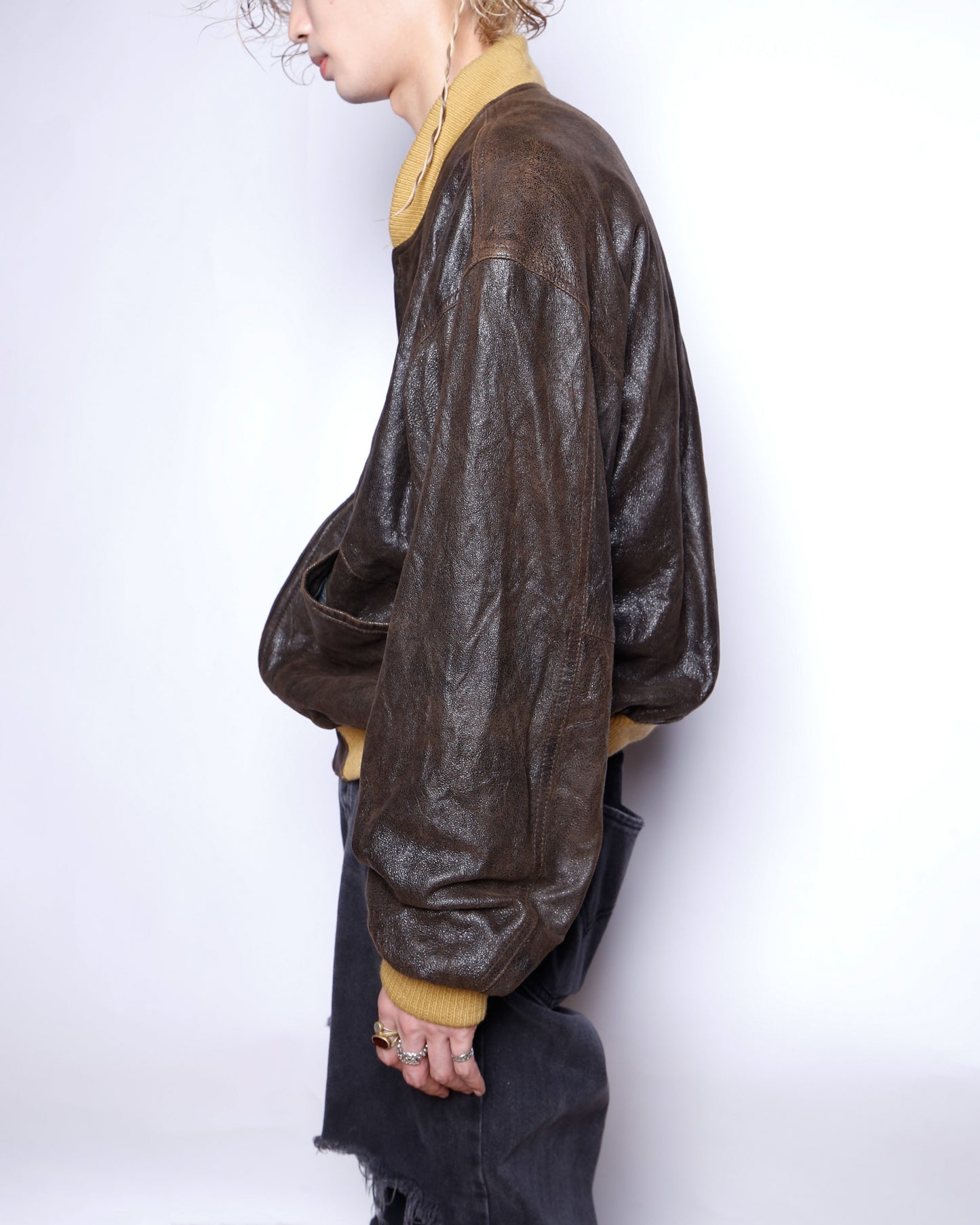 vintage leather bomber jacket