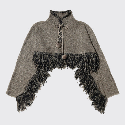 vintage cropped fringe folklore sweater