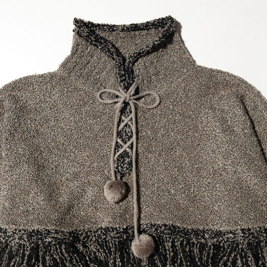 vintage cropped fringe folklore sweater