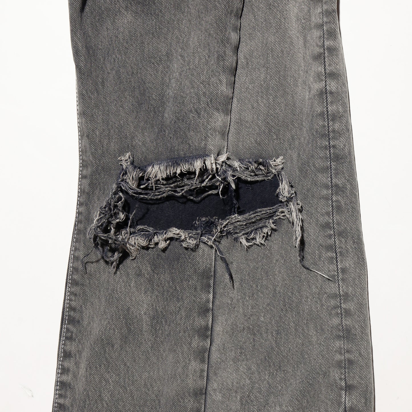 *one-off broken upside down jeans: model-acid finish