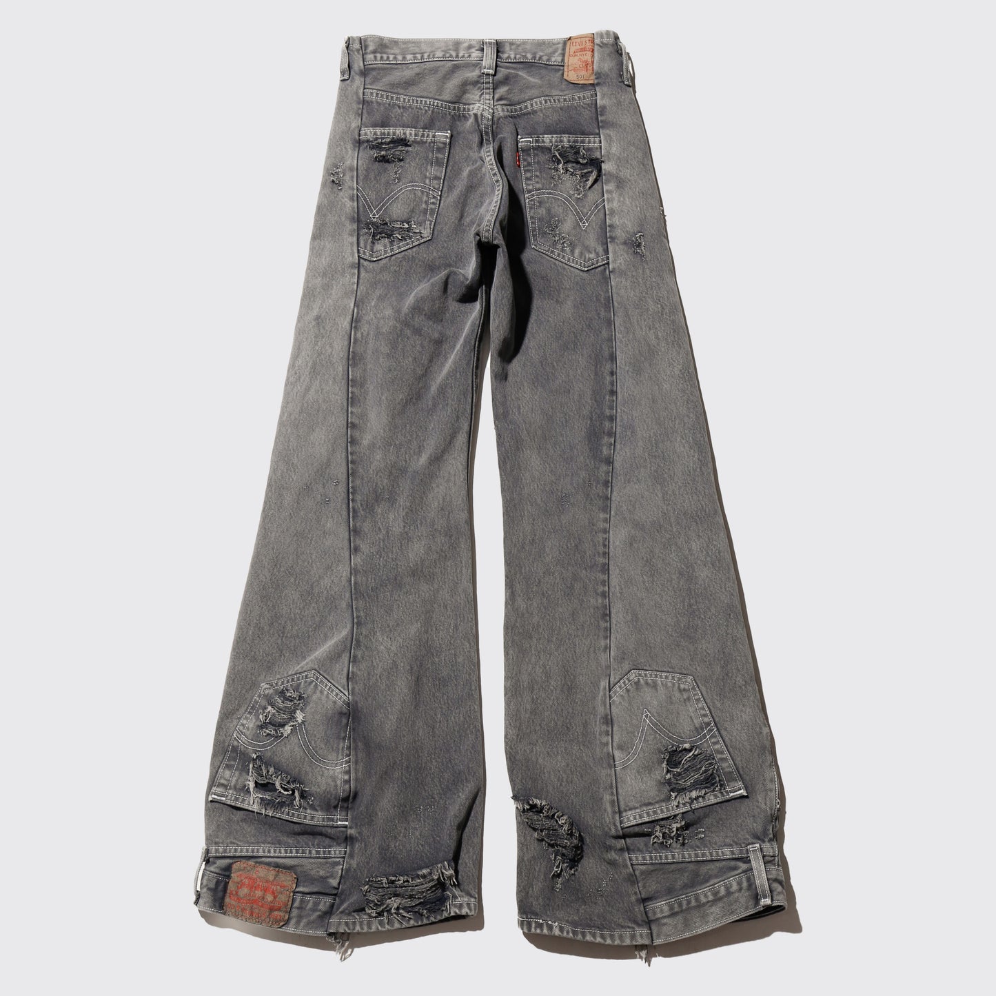 *one-off broken upside down jeans: model-acid finish