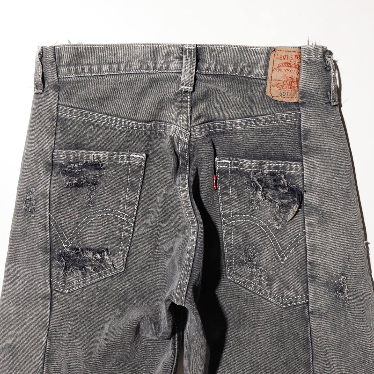 *one-off broken upside down jeans: model-acid finish
