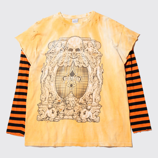 *one-off layered sleeve broken t-shirt