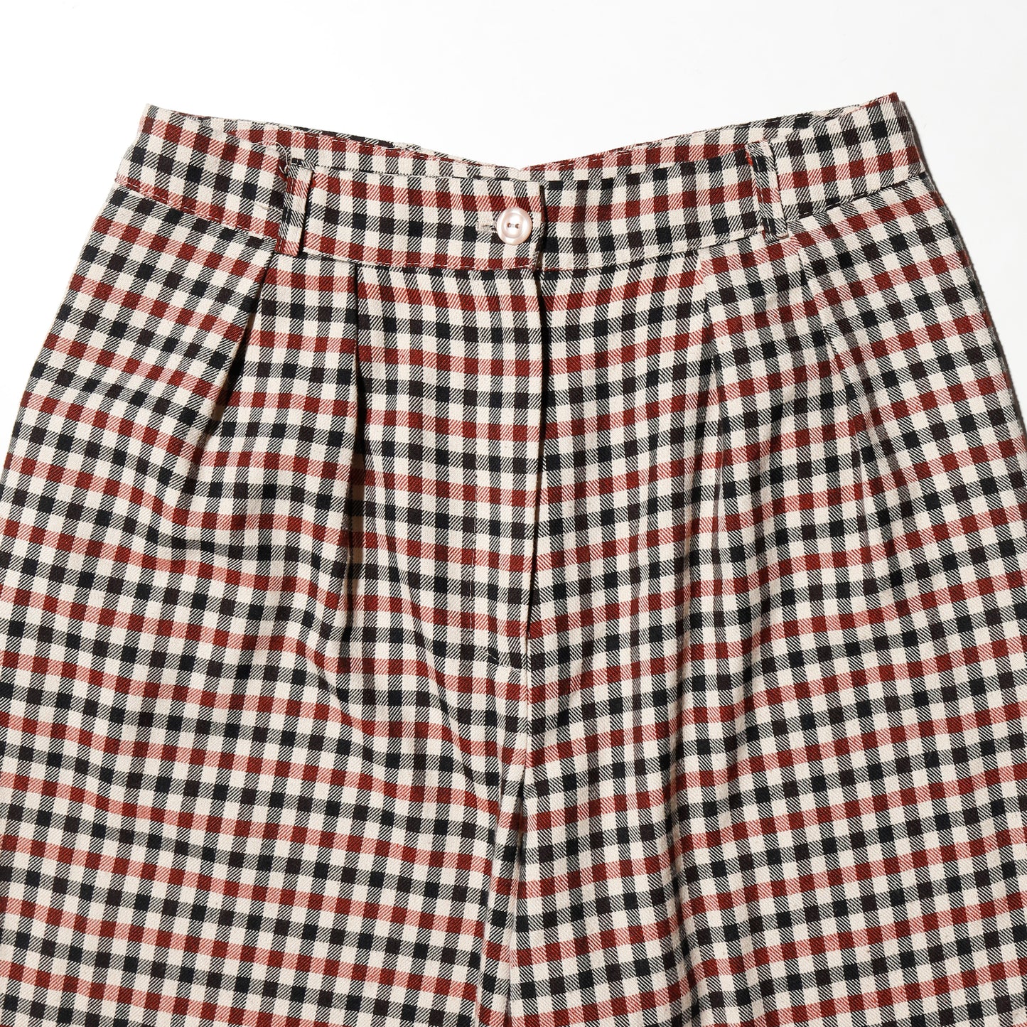 vintage check tucked wide slacks