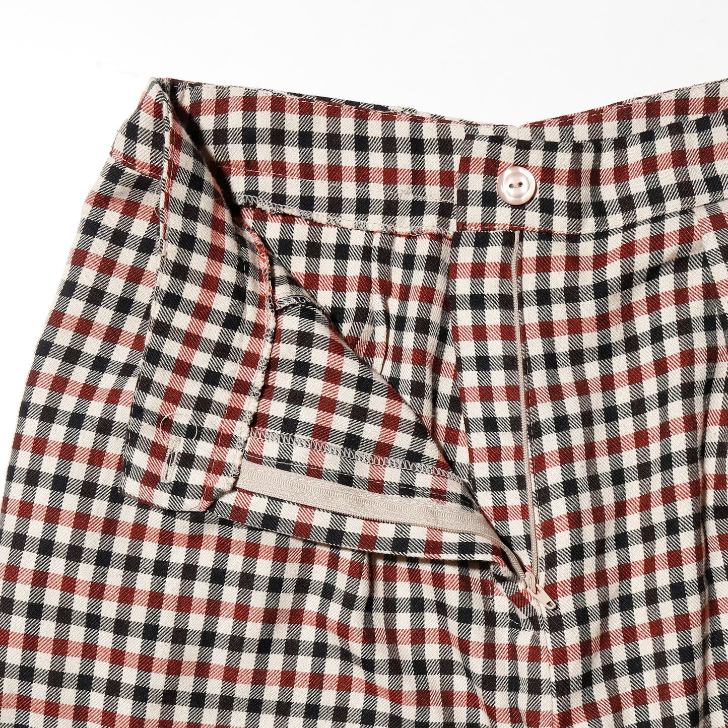 vintage check tucked wide slacks