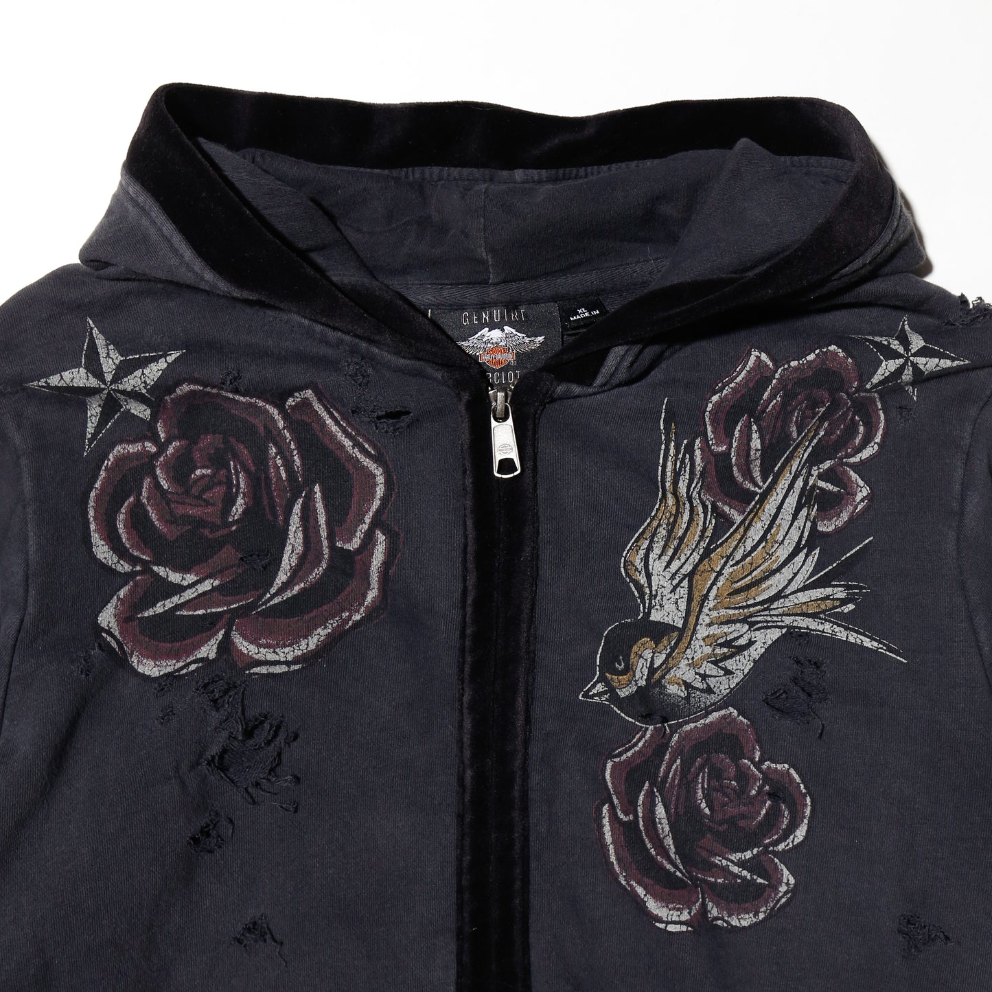 *one-off harley davidson tatoo broken hoodie
