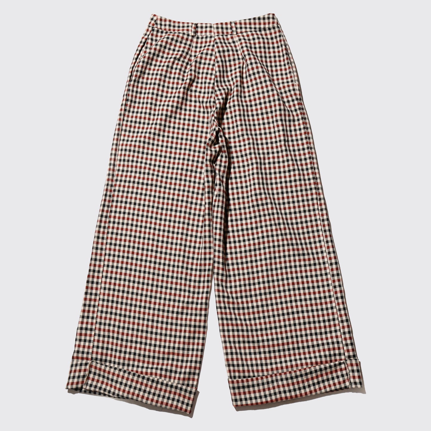 vintage check tucked wide slacks
