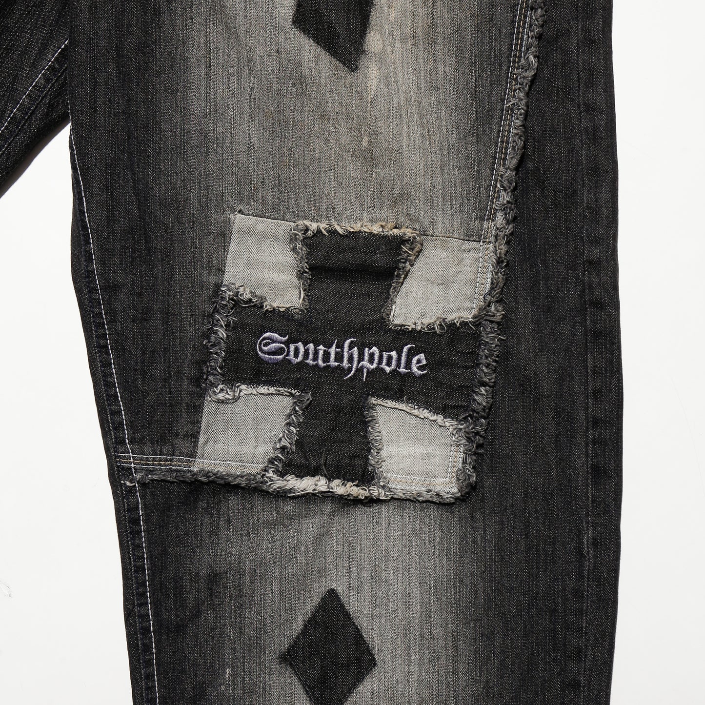 vintage south pole iron cross repaired baggy jeans