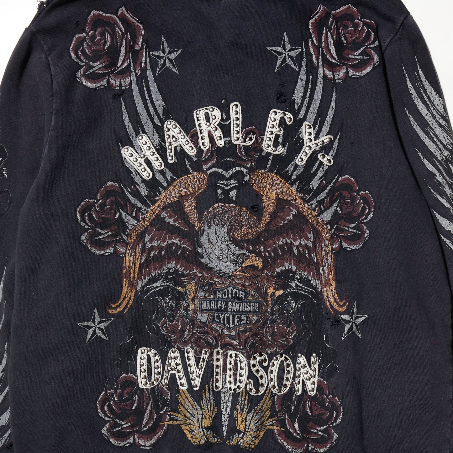*one-off harley davidson tatoo broken hoodie