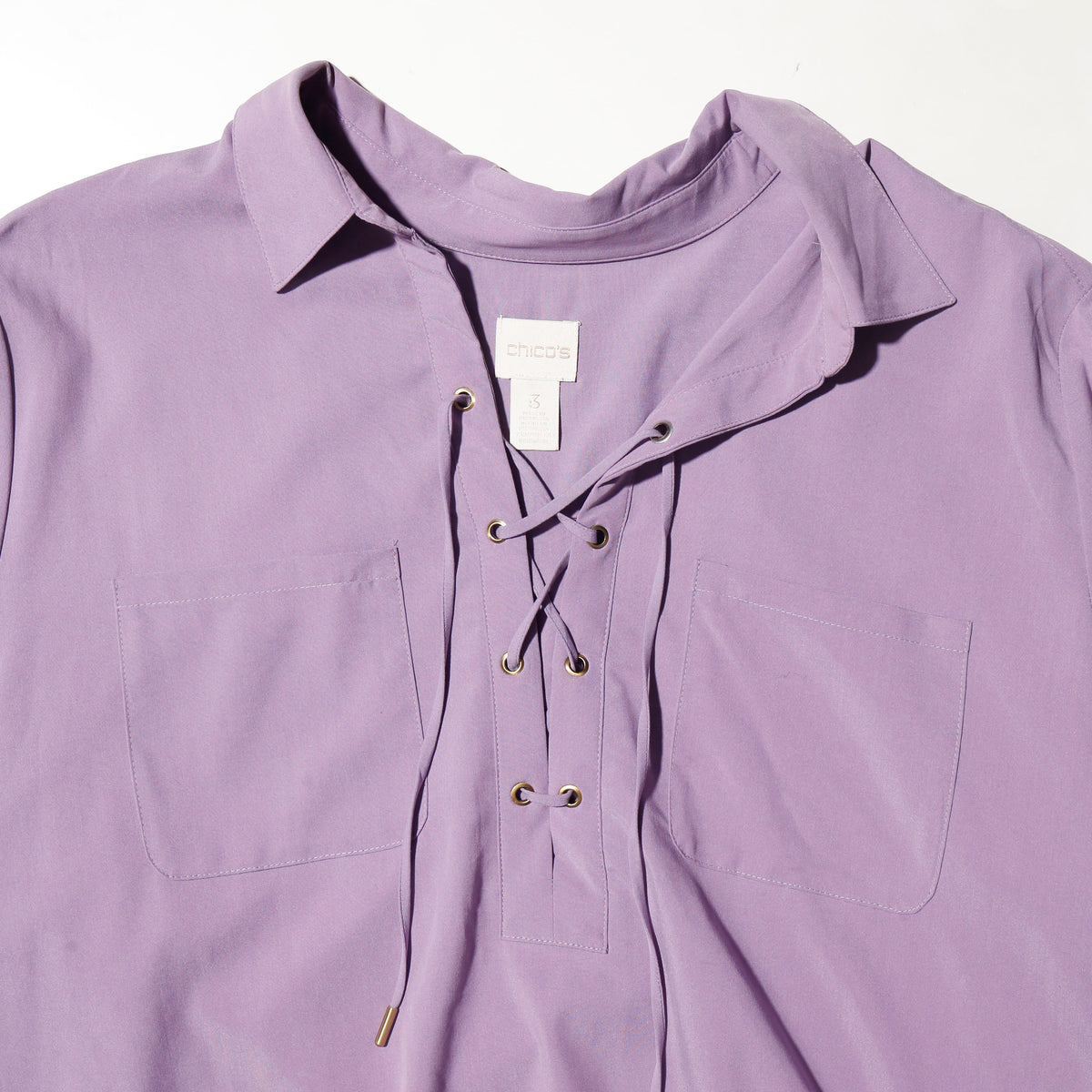 vintage chico's lace up lavender pullover