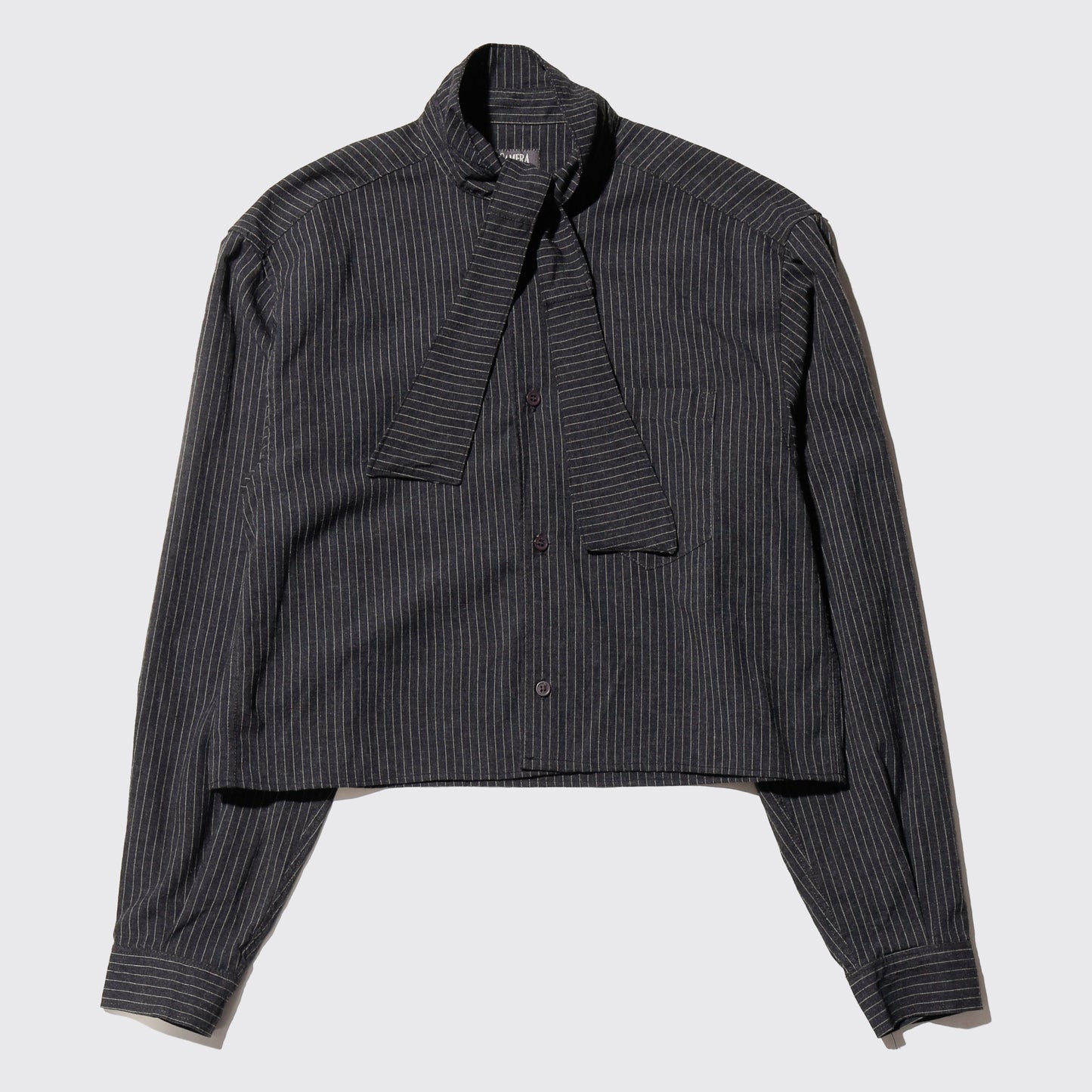 *one-off stripe cropped bowtie shirt