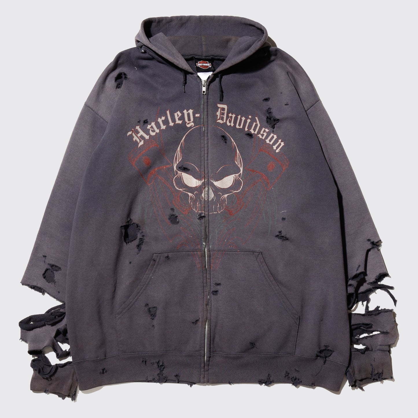 *one-off harley davidson skull broken hoodie