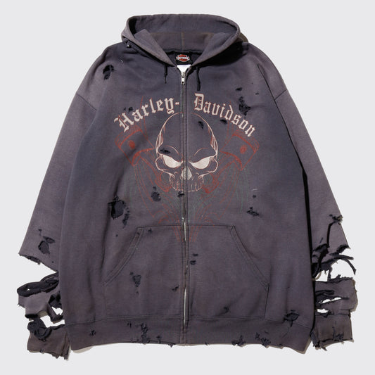 *one-off harley davidson skull broken hoodie