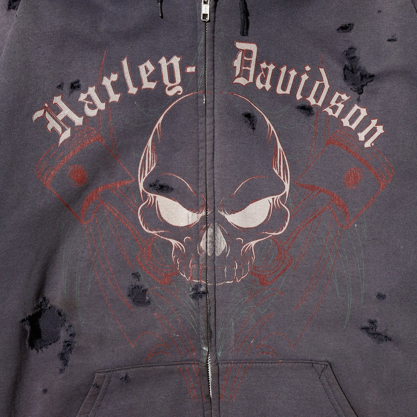 *one-off harley davidson skull broken hoodie