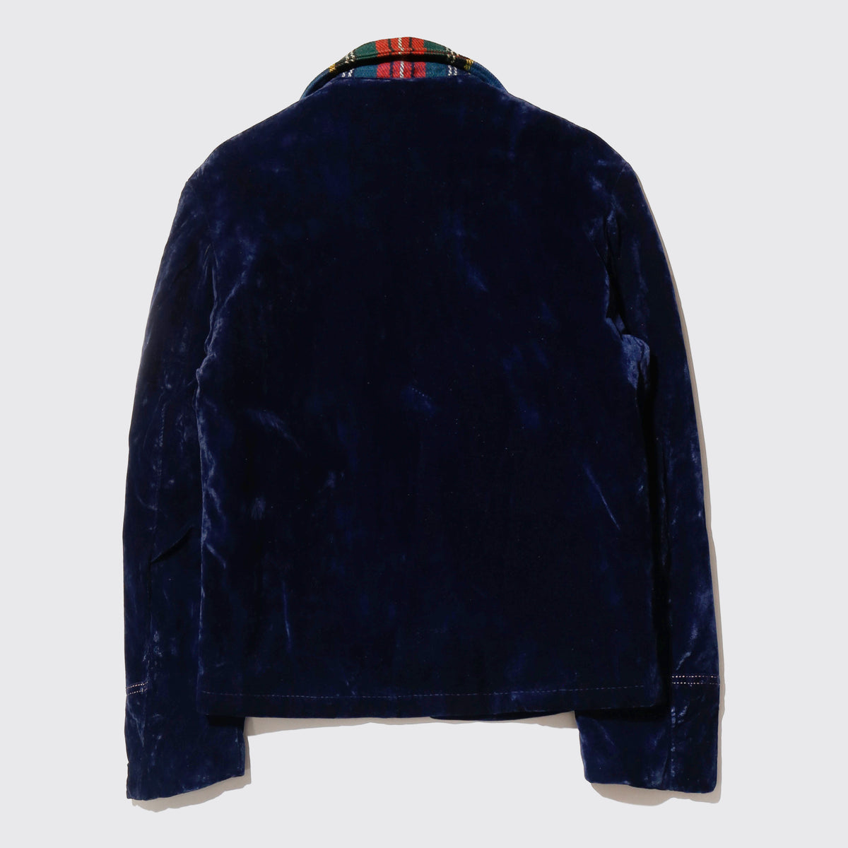 vintage 70's check collar velvet trucker jacket