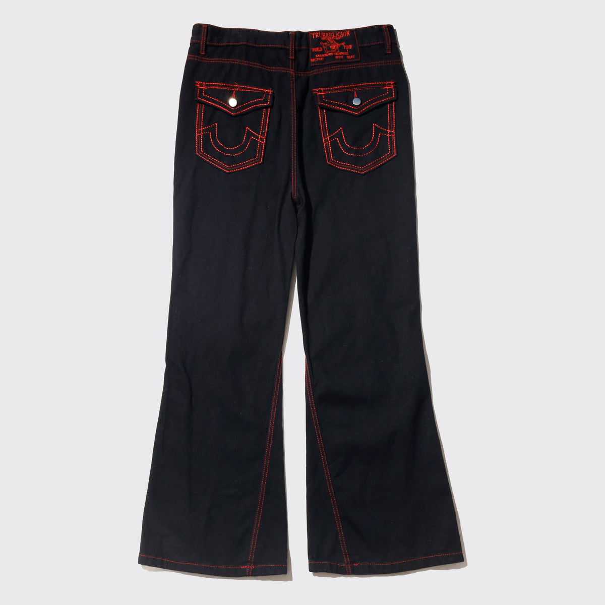 vintage true religion red stitched flare jeans