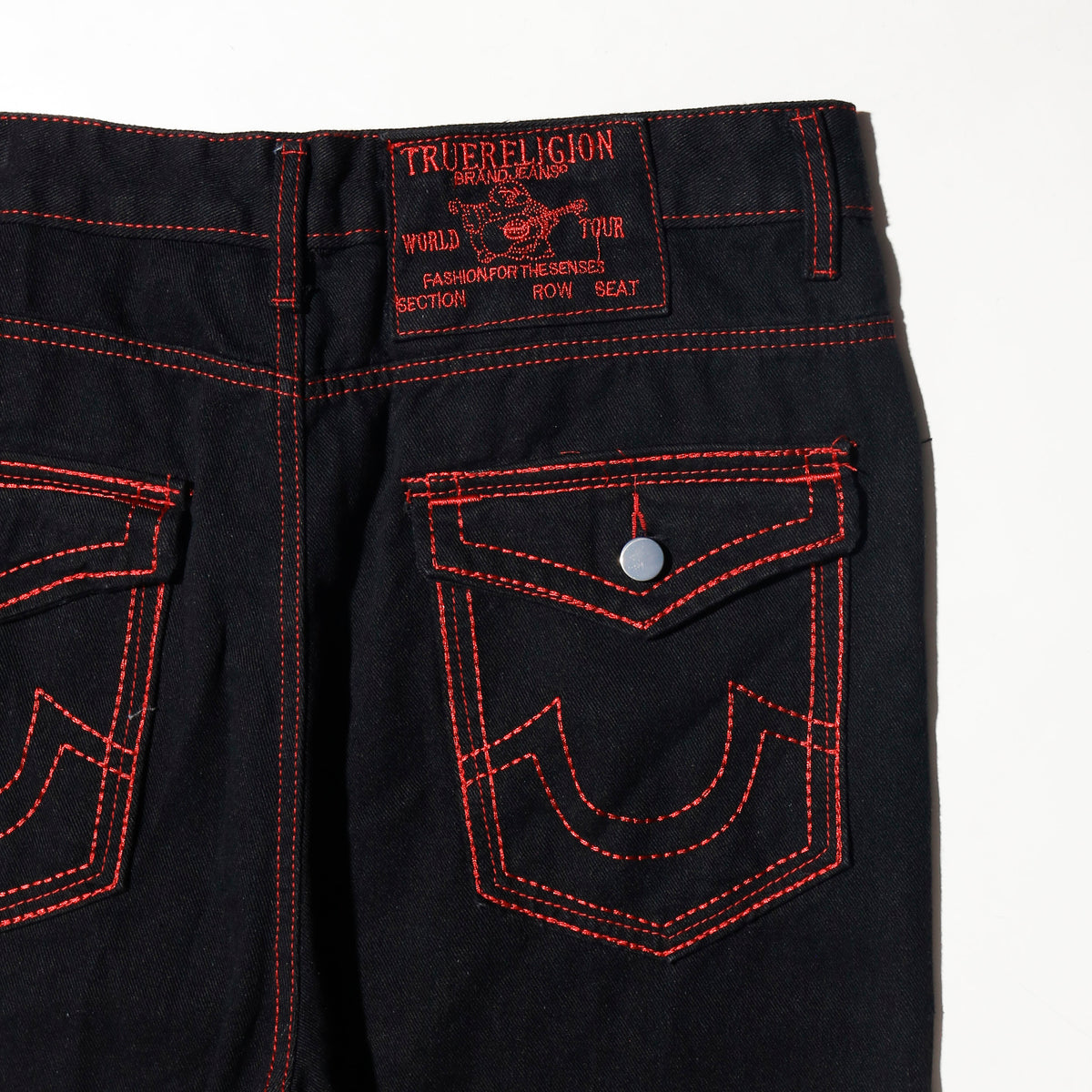 vintage true religion red stitched flare jeans