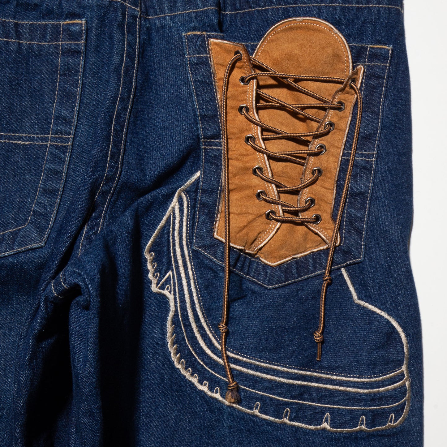 vintage rawblue yellow boots baggy jeans
