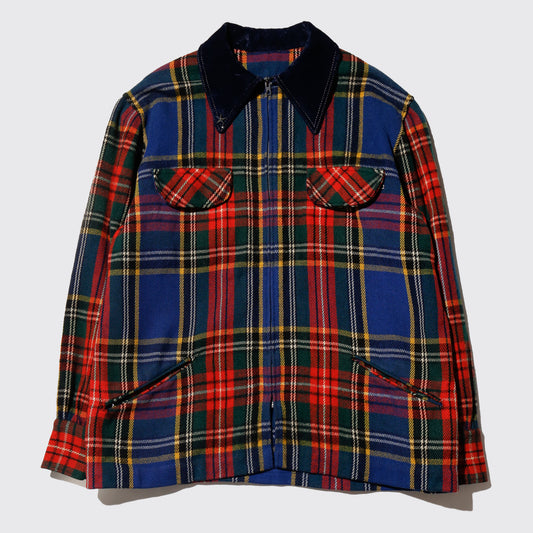 vintage 70's velvet collar check jacket