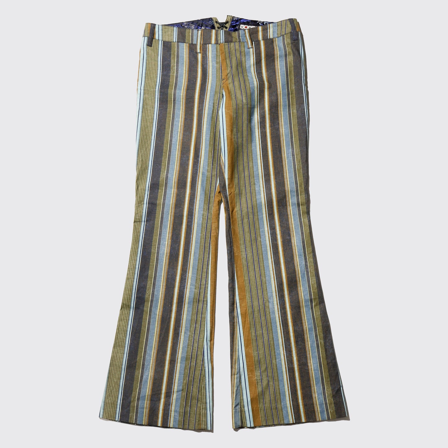 vintage low rise desert stripe flare trousers