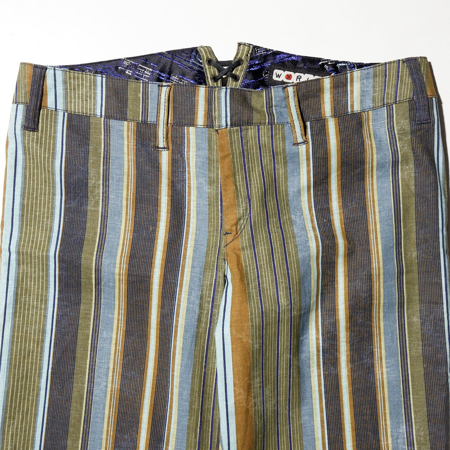 vintage low rise desert stripe flare trousers