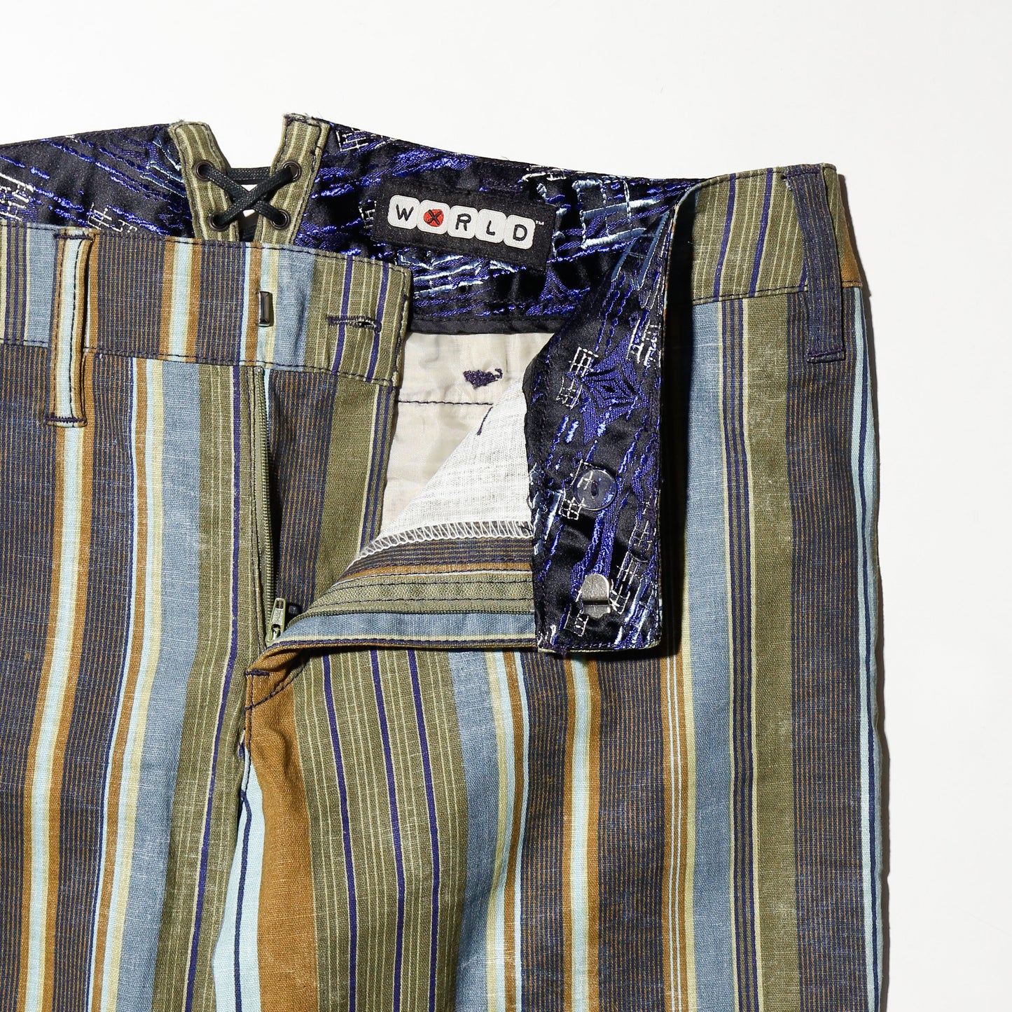 vintage low rise desert stripe flare trousers