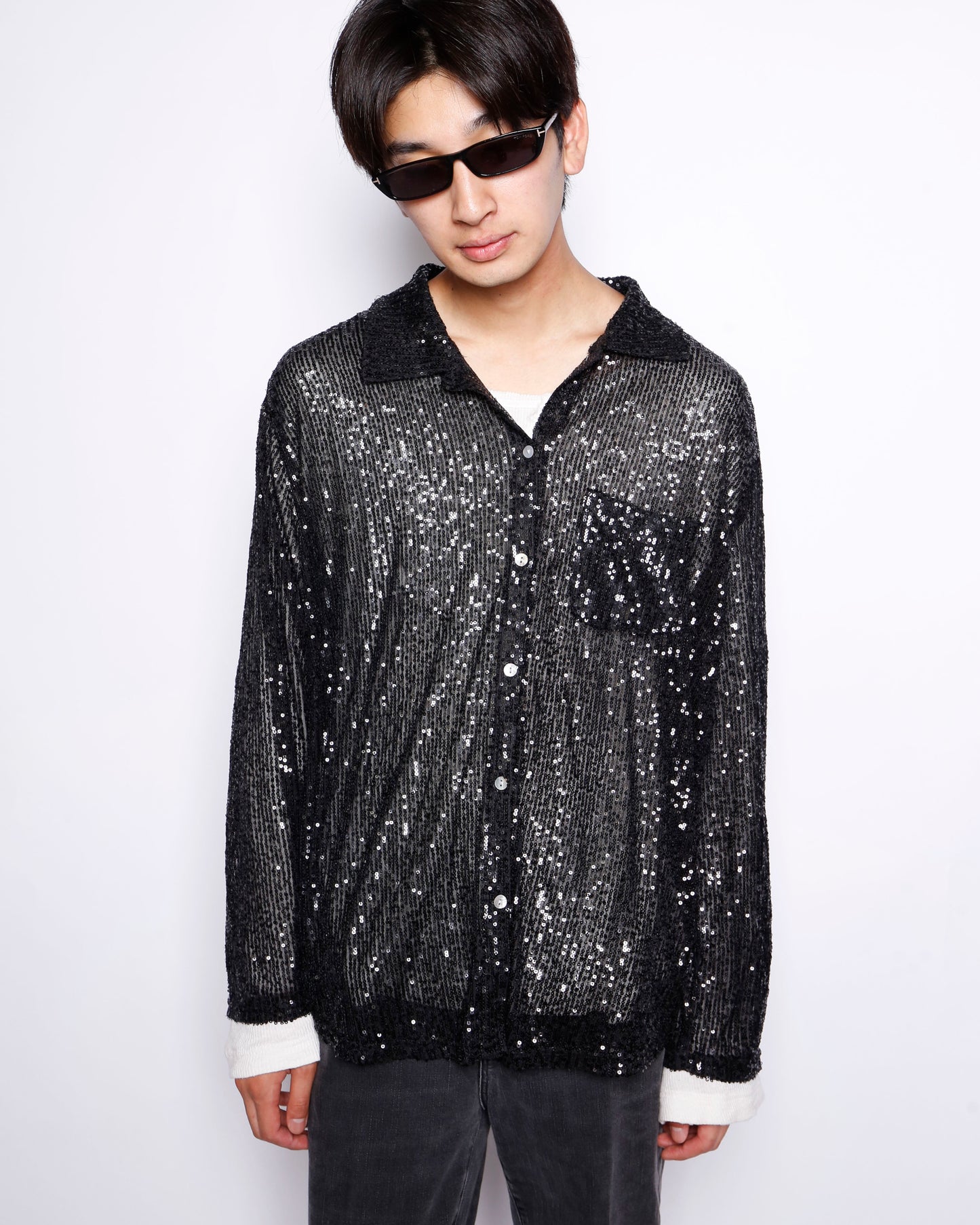 vintage spangle sheer shirt