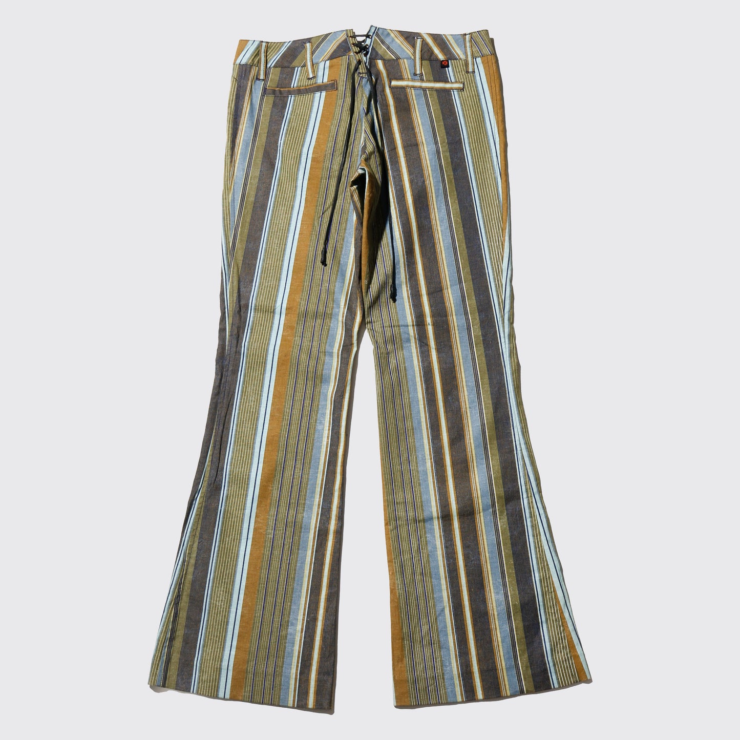 vintage low rise desert stripe flare trousers