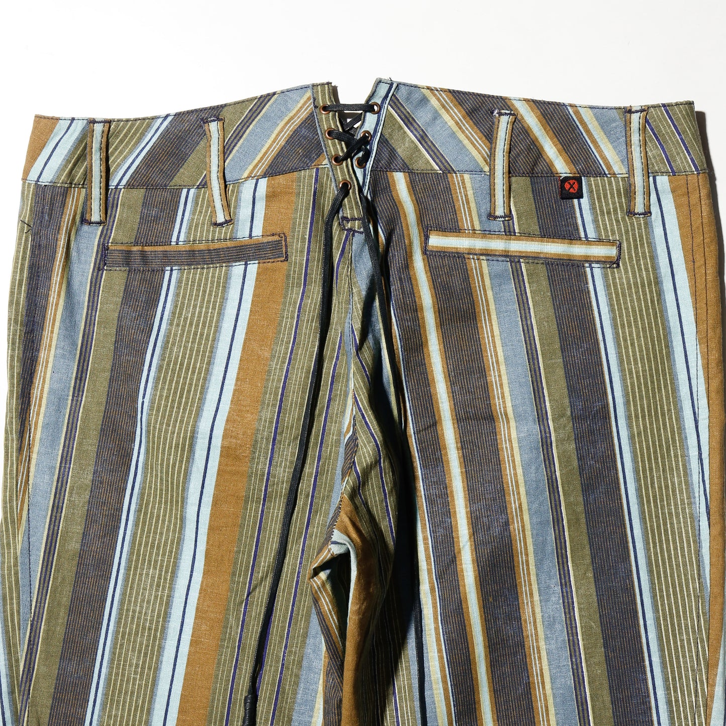 vintage low rise desert stripe flare trousers