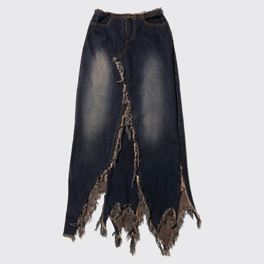 vintage distressed denim skirt