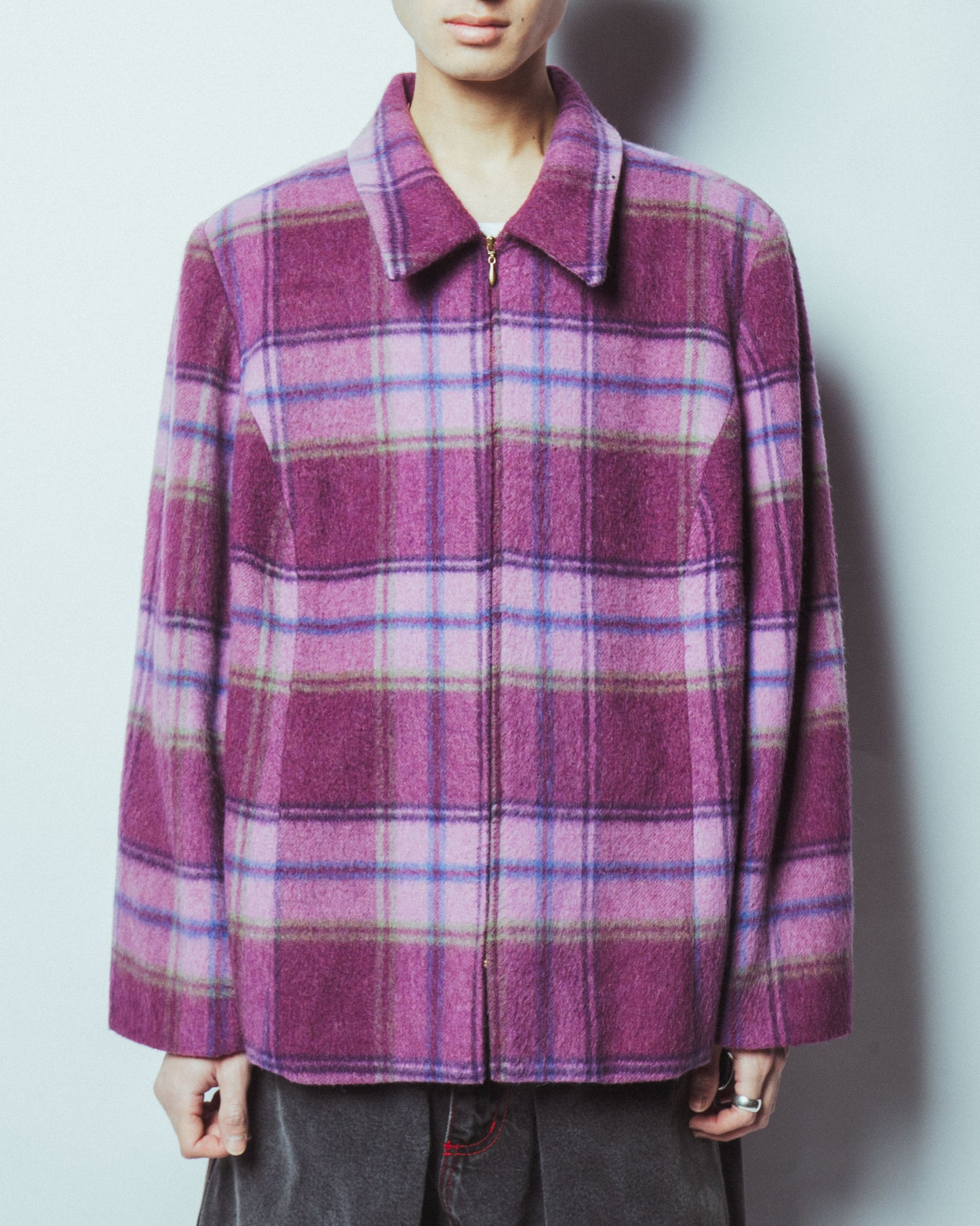 vintage check zipped jacket