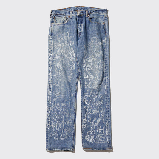 vintage levi's 501 meme painted jeans