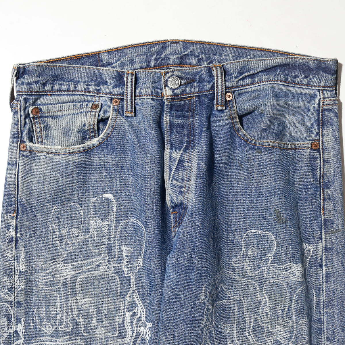 vintage levi's 501 meme painted jeans