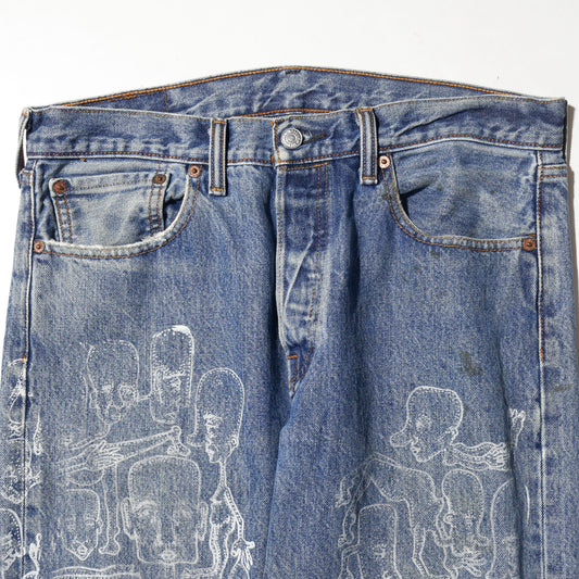 vintage levi's 501 meme painted jeans