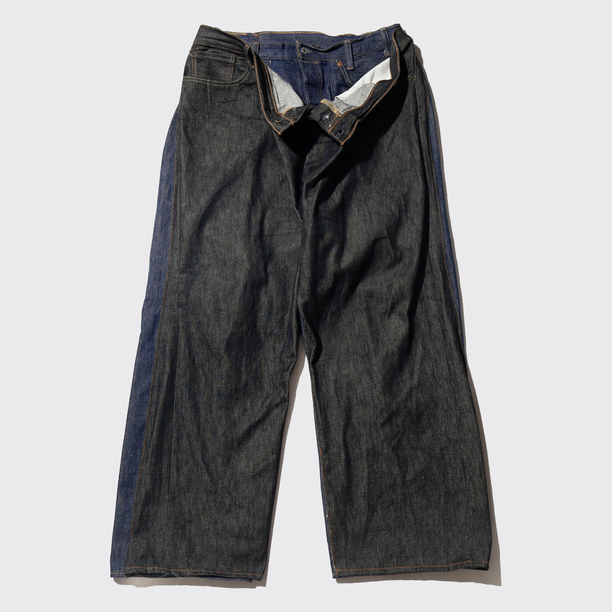 *one-off dropped double face jeans*dead stock rigid body