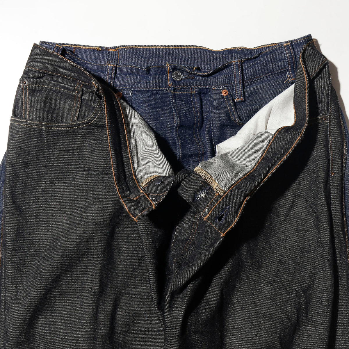 *one-off dropped double face jeans*dead stock rigid body