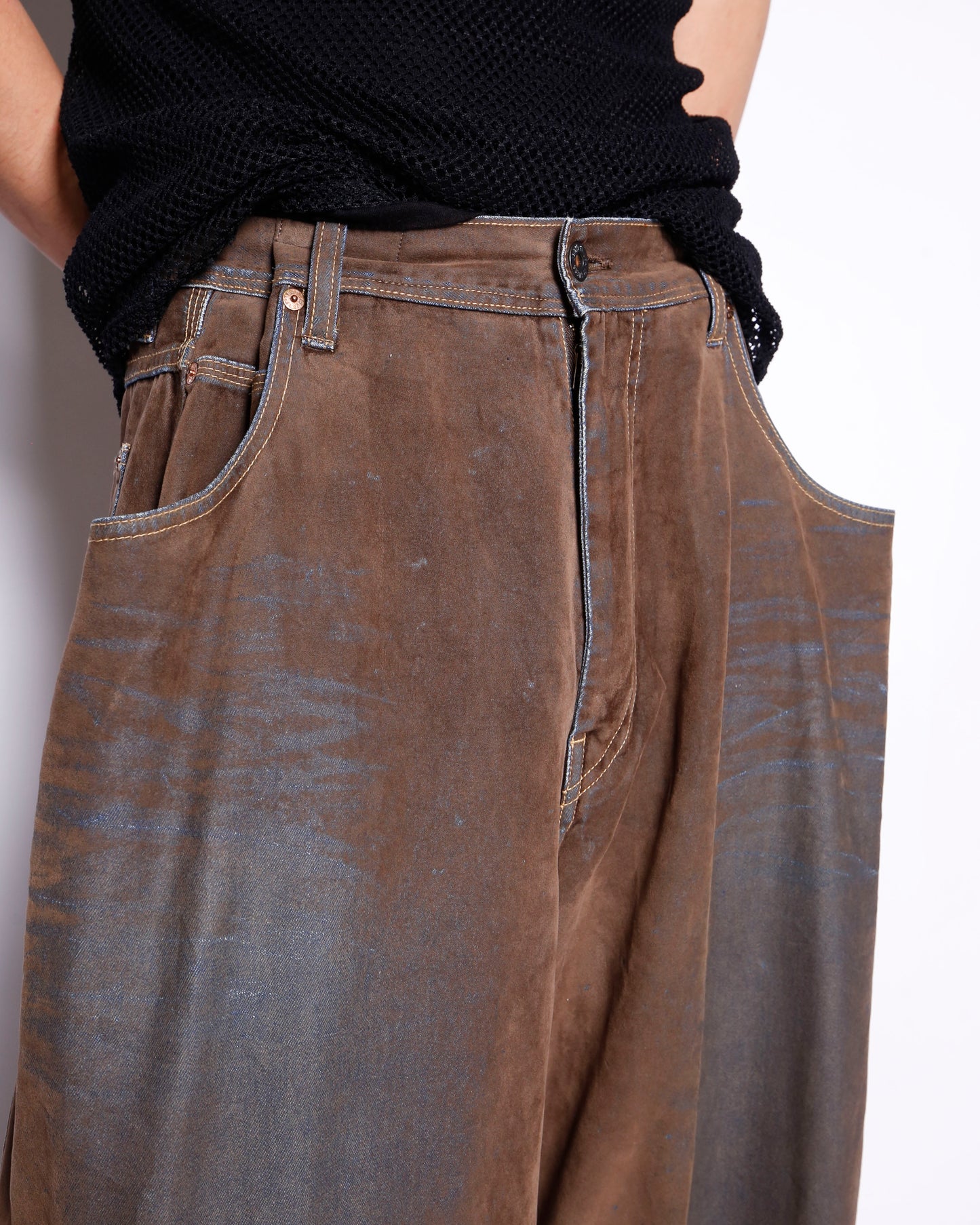 vintage guess premium faded flocky wide trousers